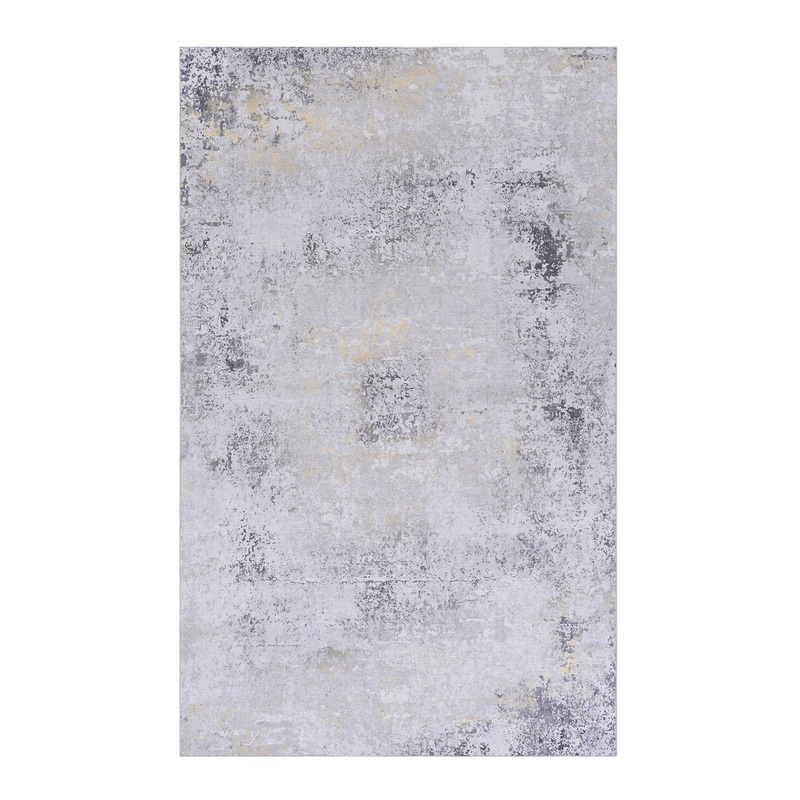 Maval – 2′ X 3′ Washable Area Rug – Gray / Gold