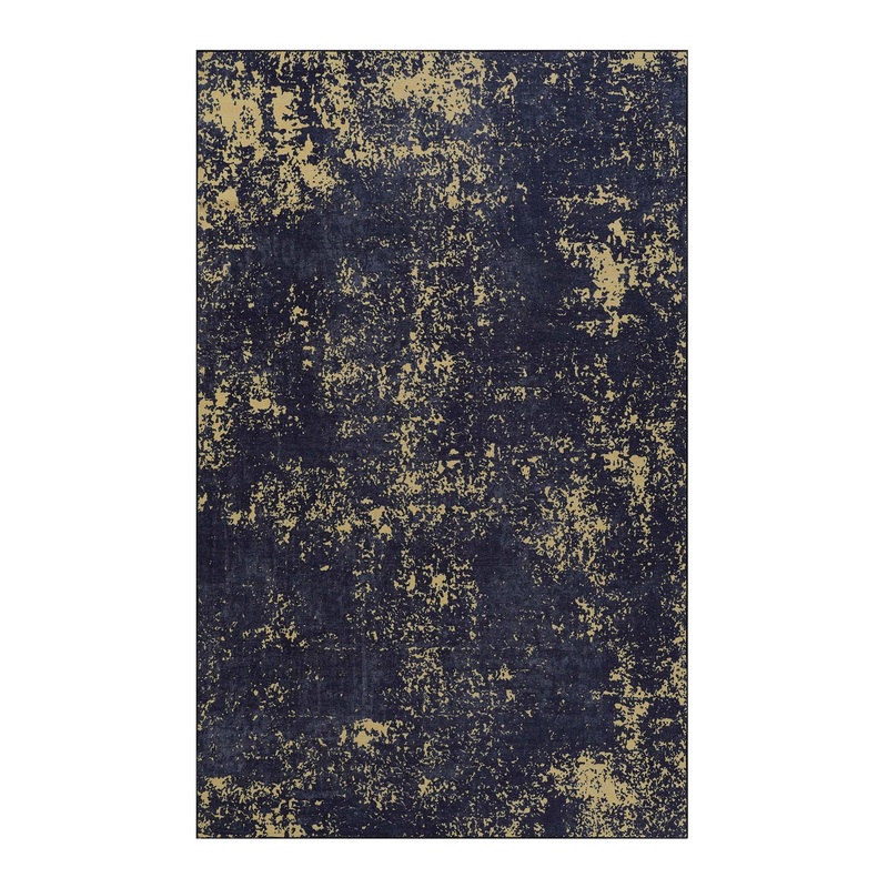 Maval – 8′ X 10′ Washable Area Rug – Black / Gold