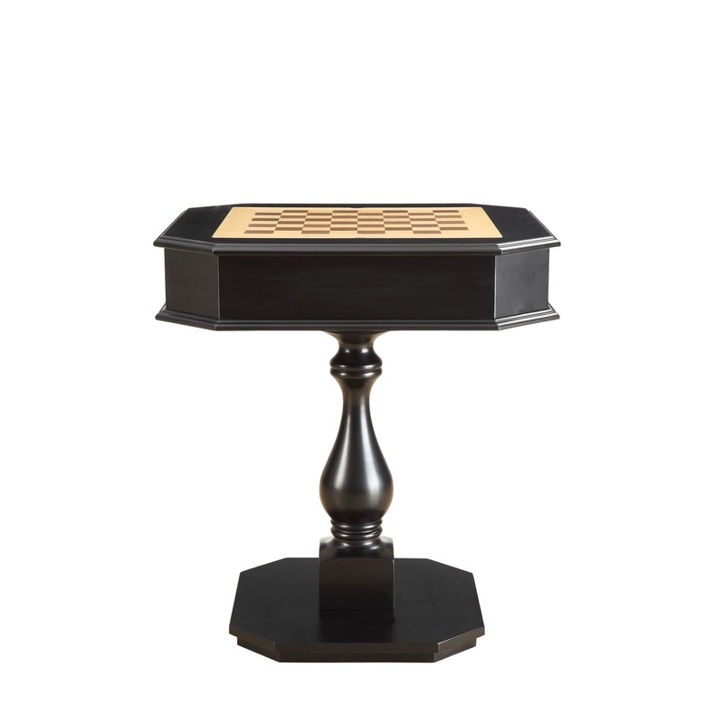 Bishop – Reversible Chess Checker Game Table With Game Tray (Chess Fingures Not Included) – Black