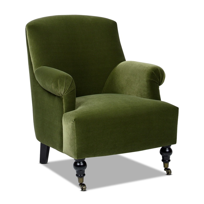 Eloise – Pleated Sock Arm Accent Armchair – Olive Green