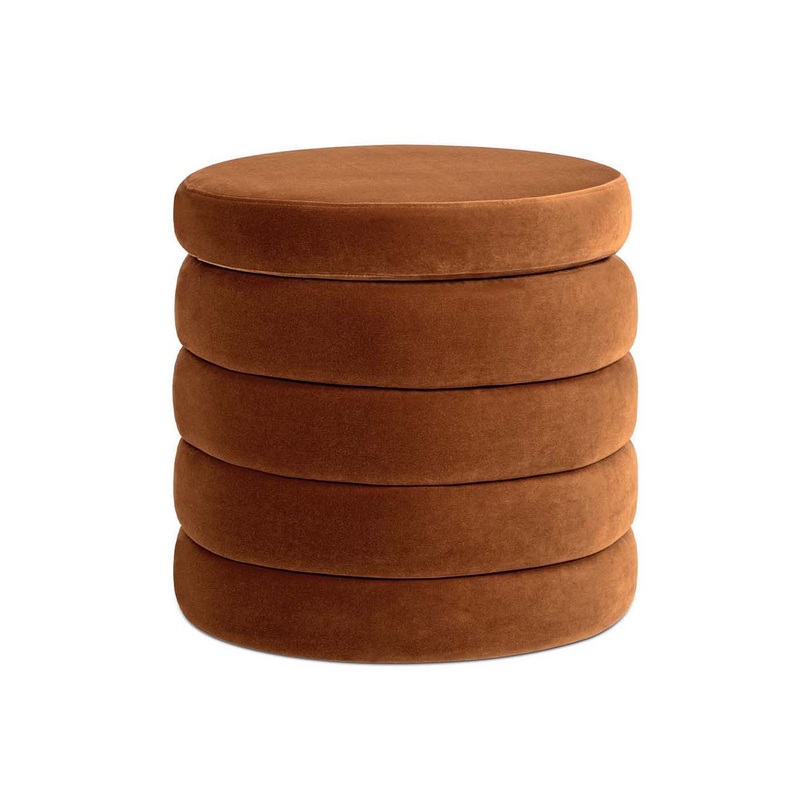 Fuji – Oversized Round Storage Ottoman – Burnt Orange
