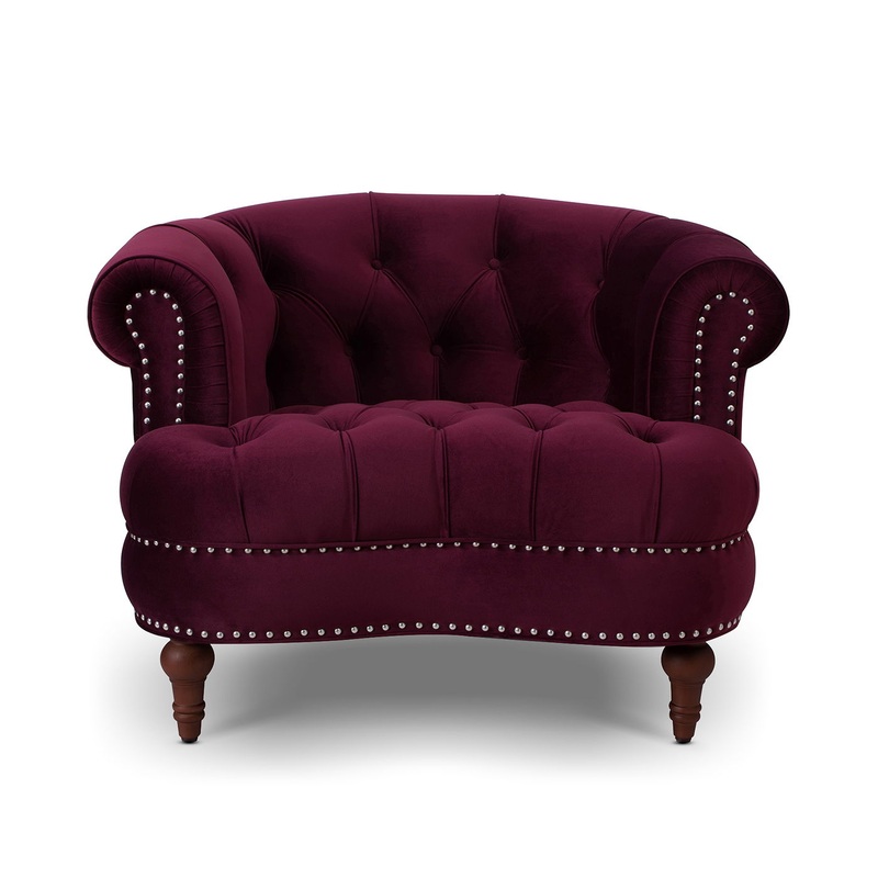La Rosa – Victorian Tufted Upholstered Accent Chair – Burgundy