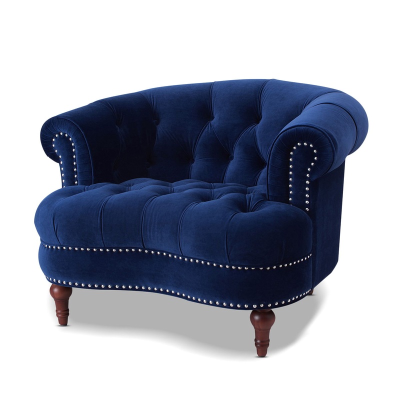 La Rosa – Victorian Tufted Upholstered Accent Chair – Navy Blue