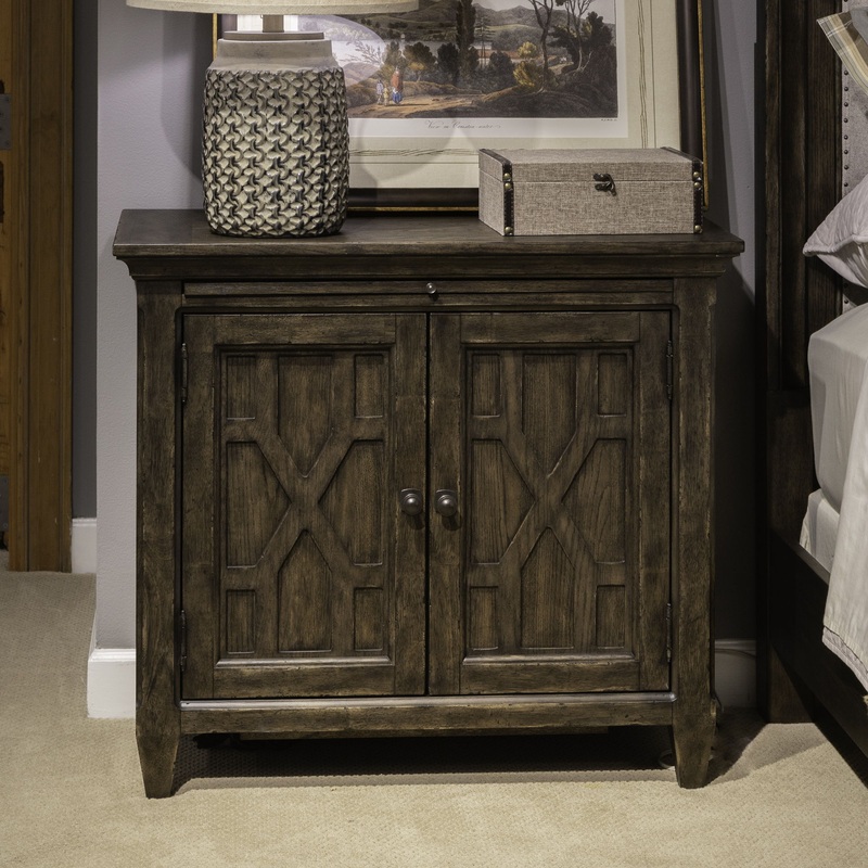 Paradise Valley – 2 Door Bedside Chest With Charging Station – Dark Brown