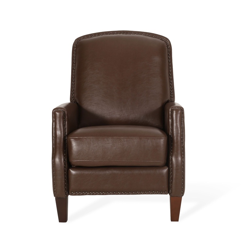 Recliner Chair With Rivets – Dark Brown