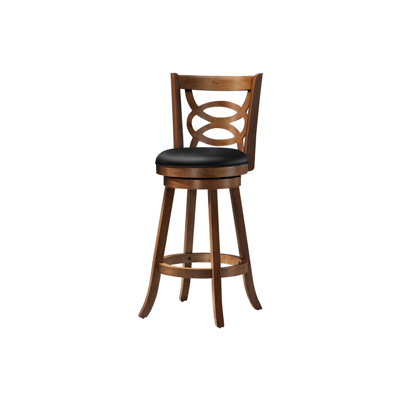 Swivel Bar Stool With Bar Height Leather Look (Set of 2) – Oak