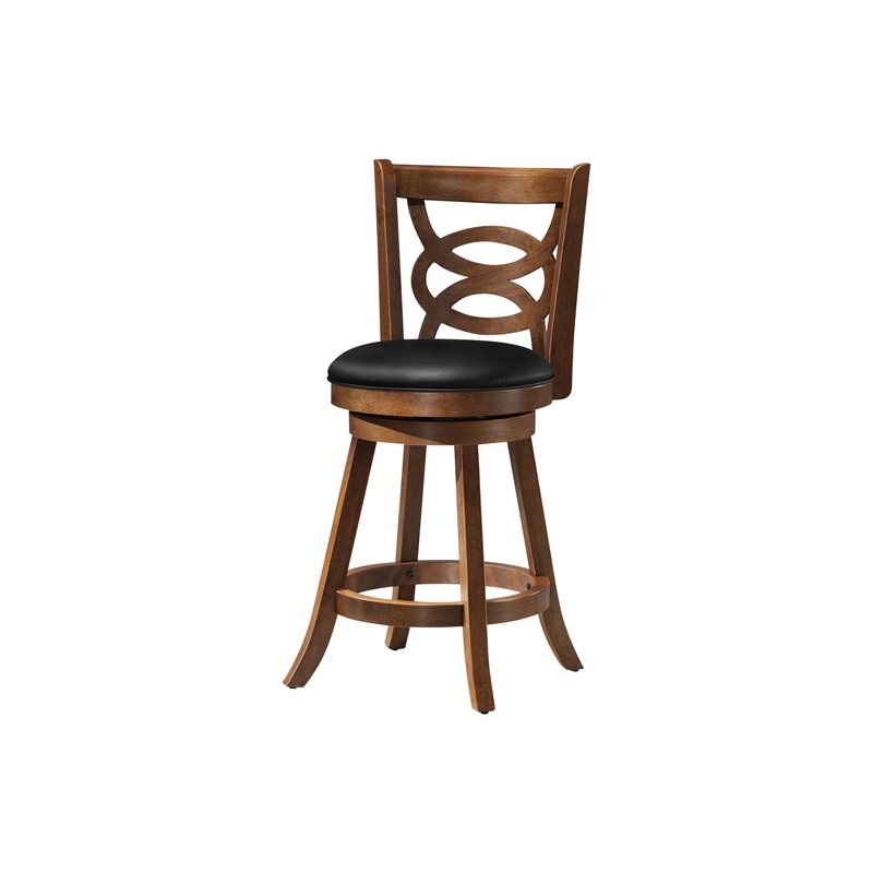 Swivel Bar Stool With Counter Height Leather Look (Set of 2) – Oak