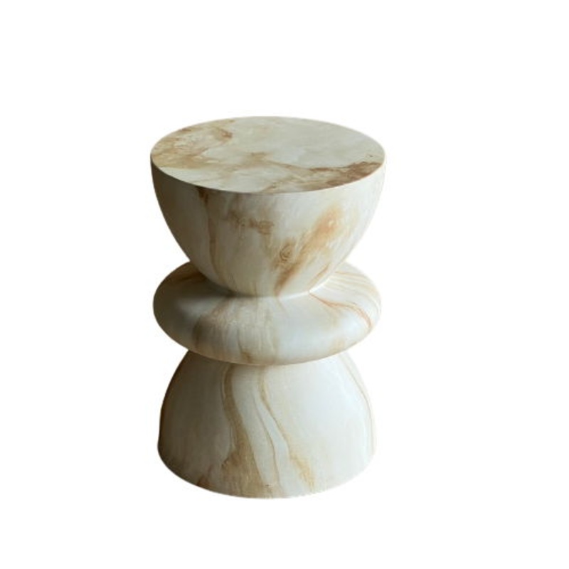 Leva – Outdoor Concrete Round End Table – Travertine