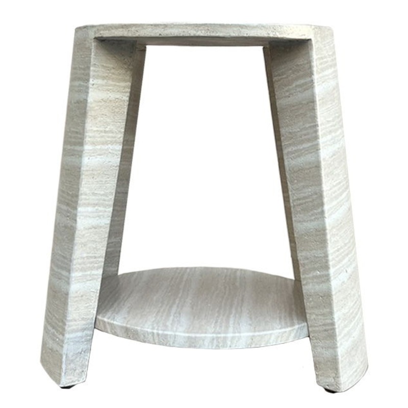 Rosen – Outdoor Concrete Round End Table – Travertine