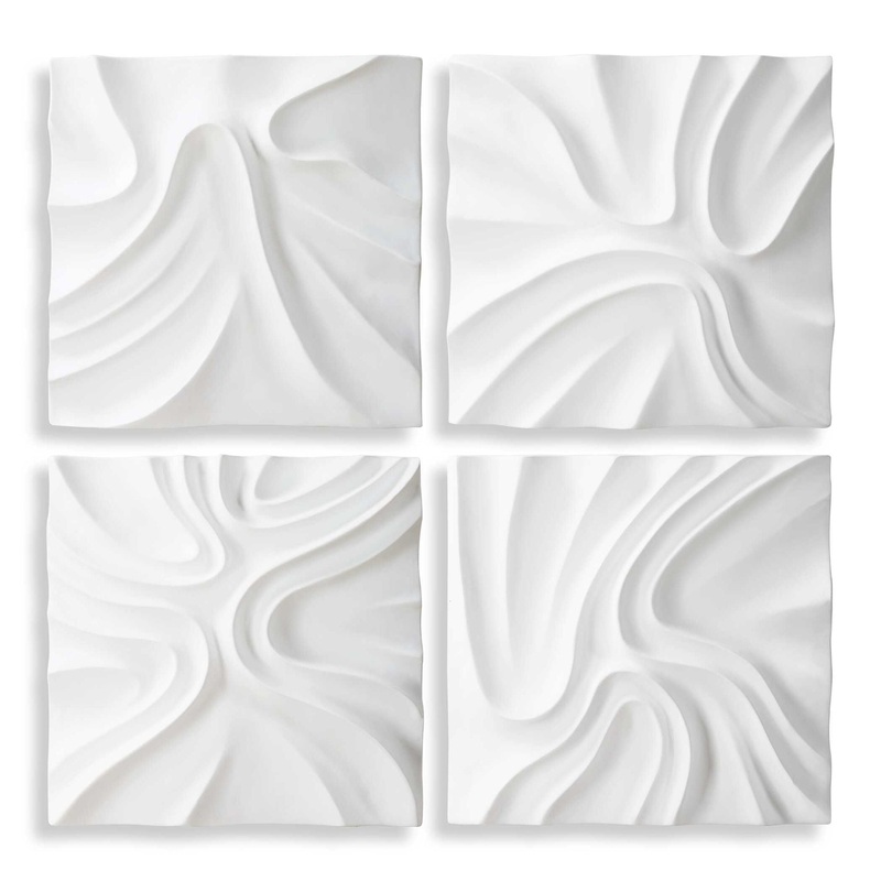 Snowdrift – Scultped White Wall Decor (Set of 4)