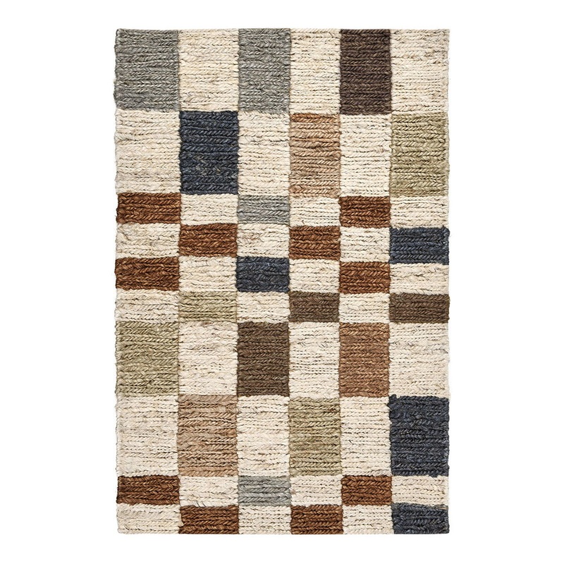 Soumak – 2′ x 3′ Jute Check Area Rug – Natural Multi