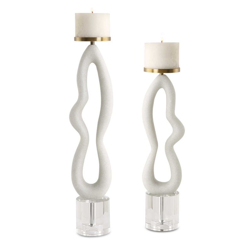 Feamelo – Ivory Stone Candleholders (Set of 2)