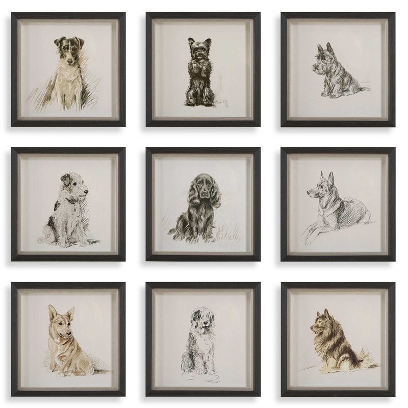 Loyal Companion – Framed Dog Prints (Set of 9)