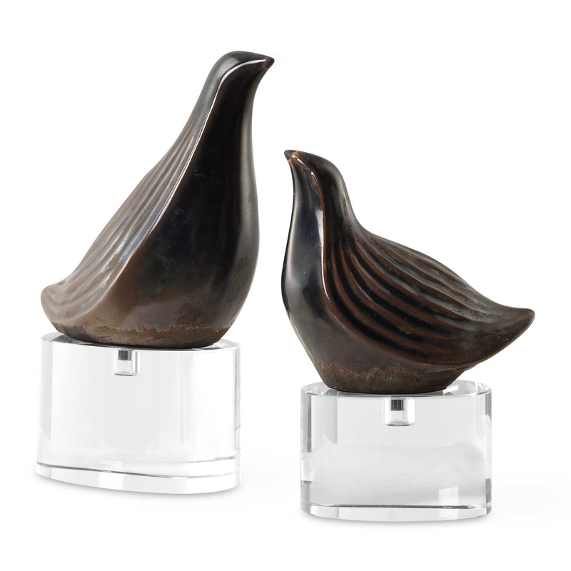 Nesting Bird – Gray Sculptures (Set of 2)