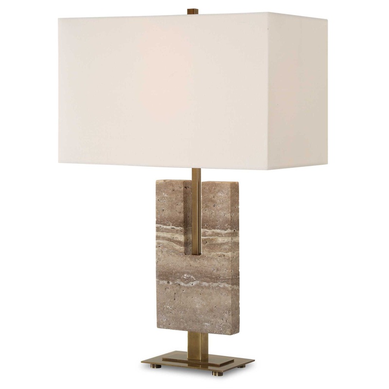 Turning – Point Travertine Table Lamp