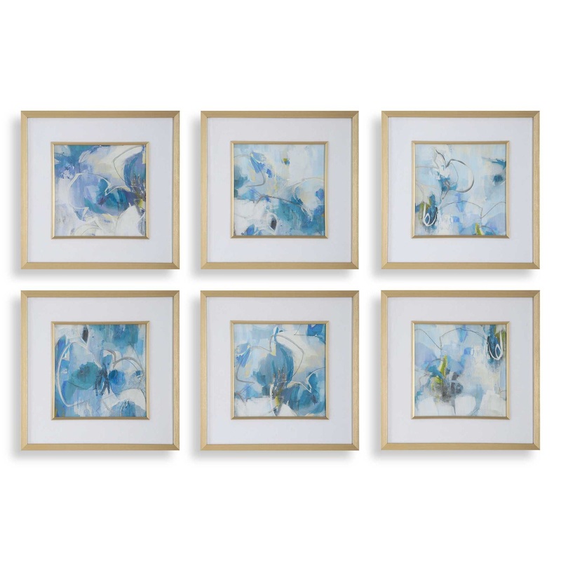 Fresh Start – Blue Abstract Prints (Set of 6)