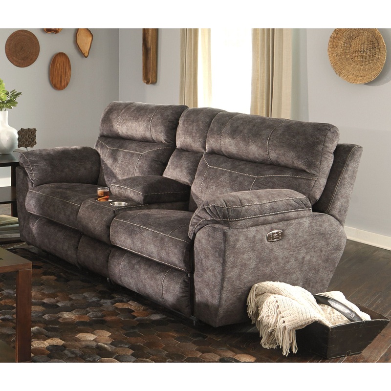 Sedona – Power Hdrst With Lumbar Lay Flat Reclining Console Loveseat With Storage & Cupholders