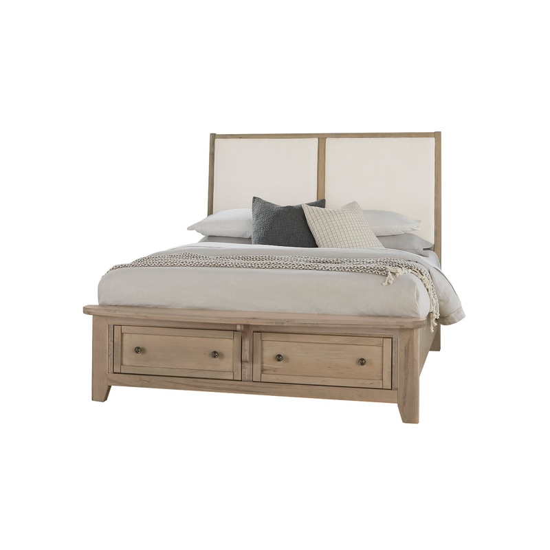 Woodbridge – Storage Upolstered Bed – Light Brown Wood