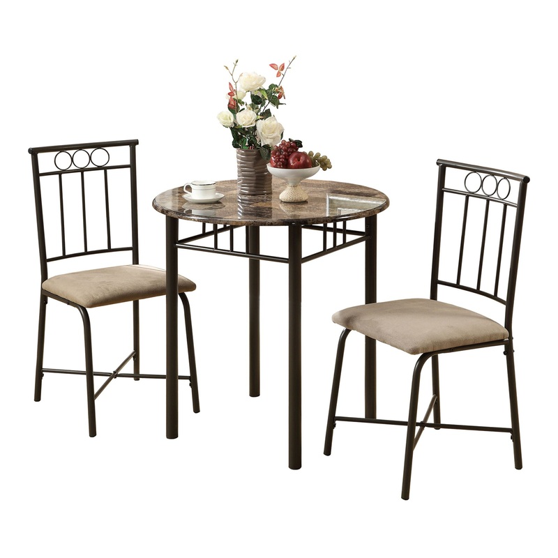 Dining Table Set Small Round 3 Pieces Set – Espresso