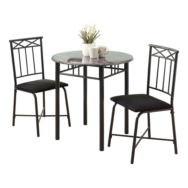 Dining Table Set Small Round 3 Pieces Set – Gray
