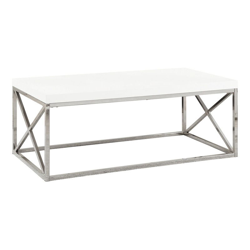 Glossy Coffee Table Rectangular For Living Room – White