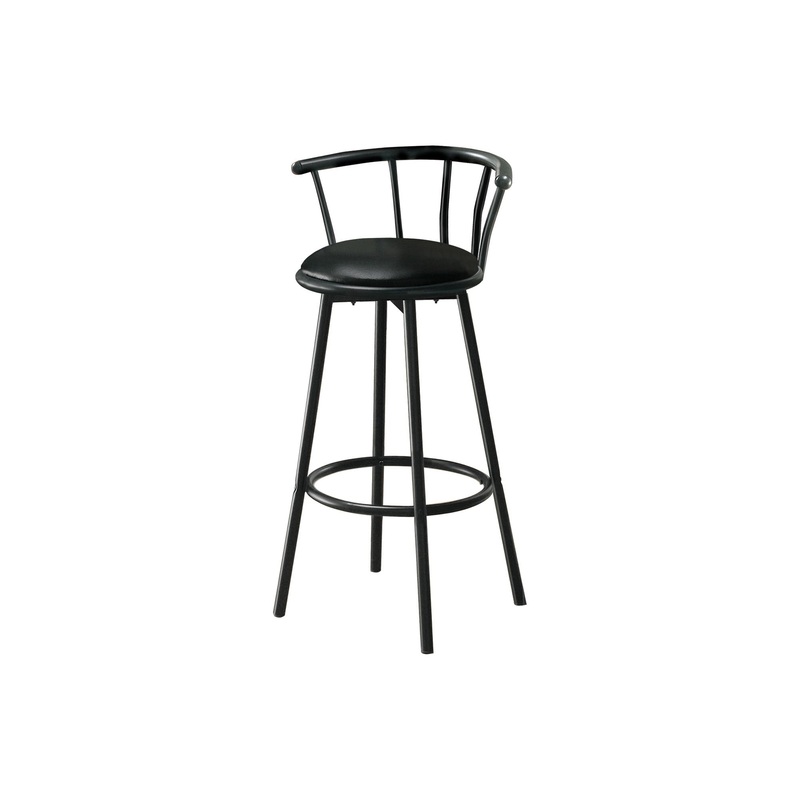 Swivel Barstool With Bar Height Leather Look (Set of 2) – Black