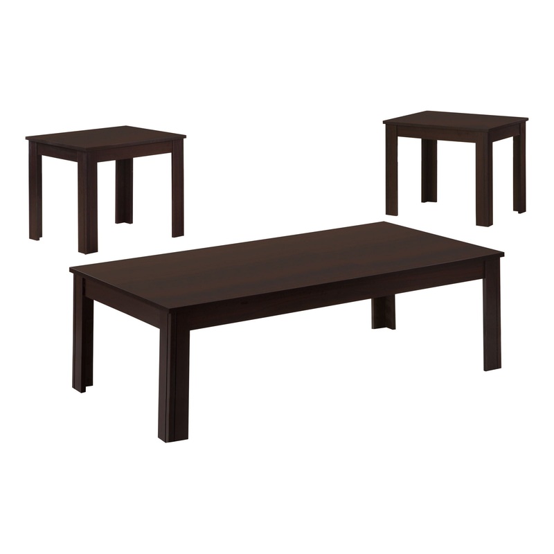 Table Set Coffee And Side Accent For Living Room 3 Pieces Set – Espresso