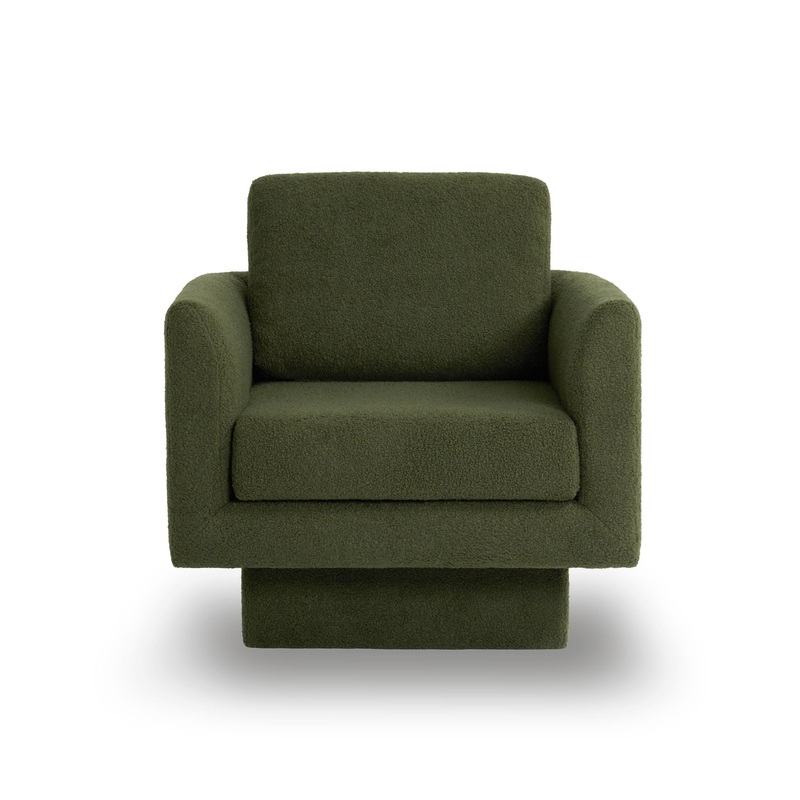 360 Modern Swivel Accent Chairs Round Armchair, Thick Padded Lounge Sofa Upholstered Comfy (Set of 2) – Green