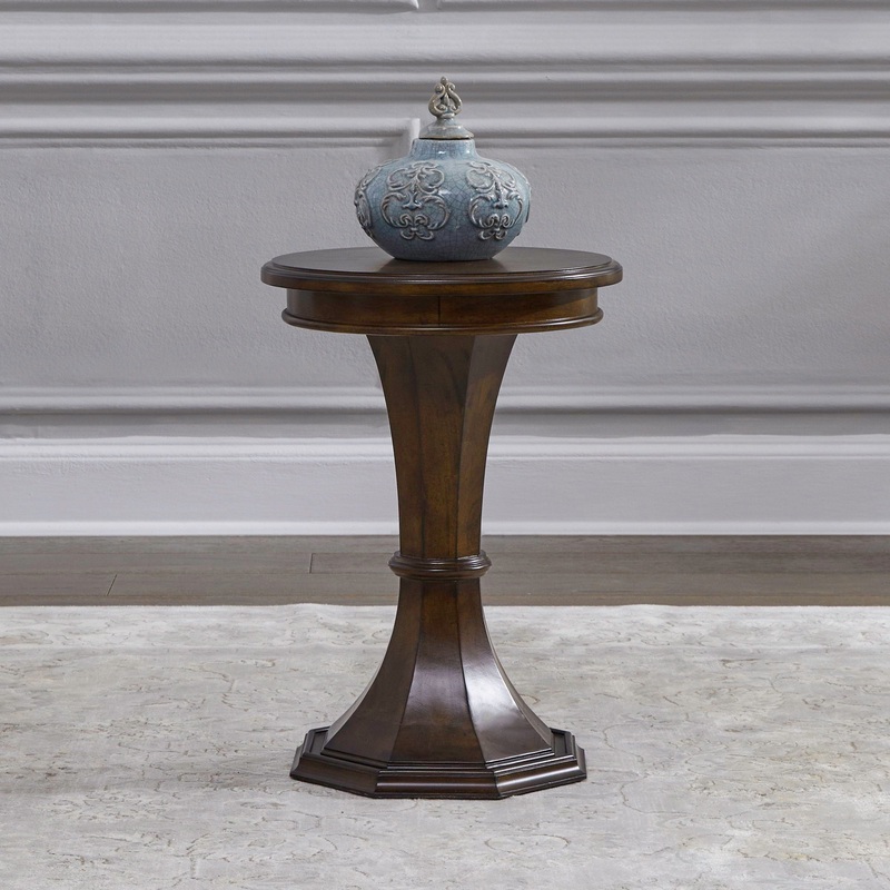 Arden Road – Round Chairside Table – Satin Cherry