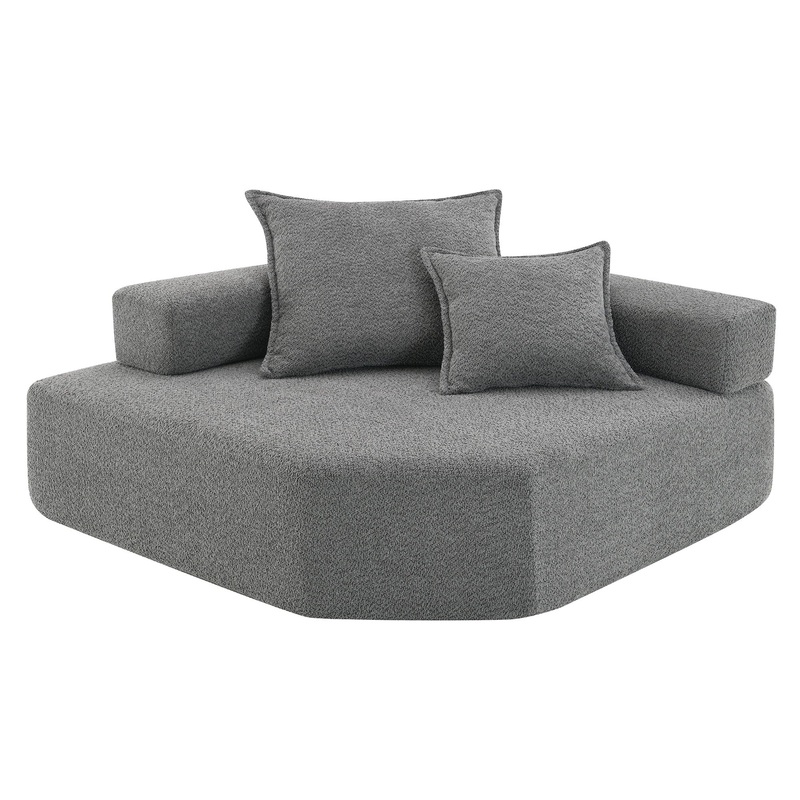 Corner Frame For Oversized Modular U Shaped Sectional, Floor Couch Convertible Compressed Couch Spacious Foam Filled Sofa – Gray