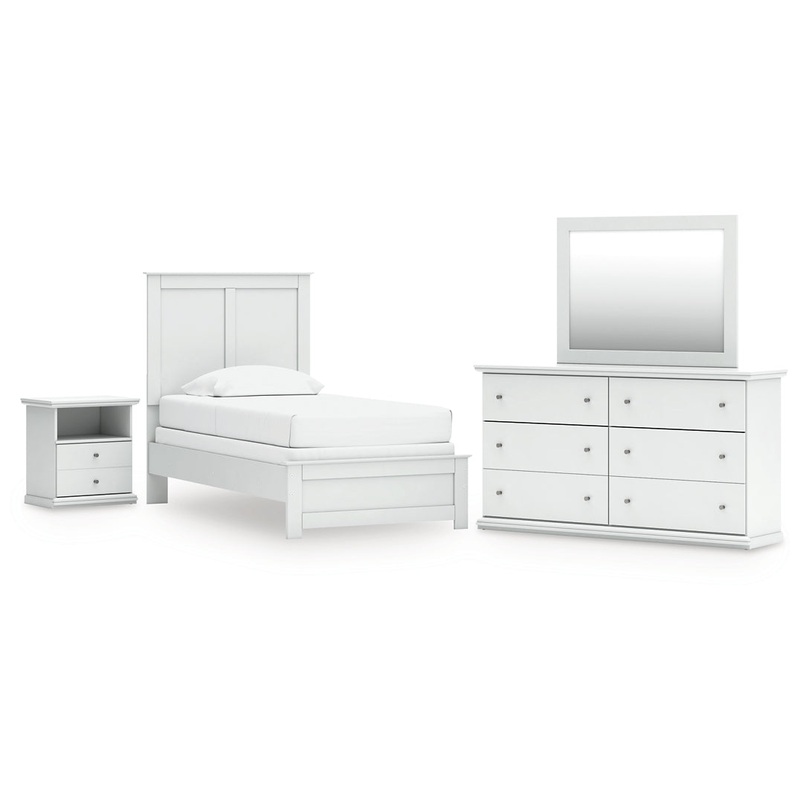 Bostwick Shoals Twin Panel Bed with Mirrored Dresser and Nightstand