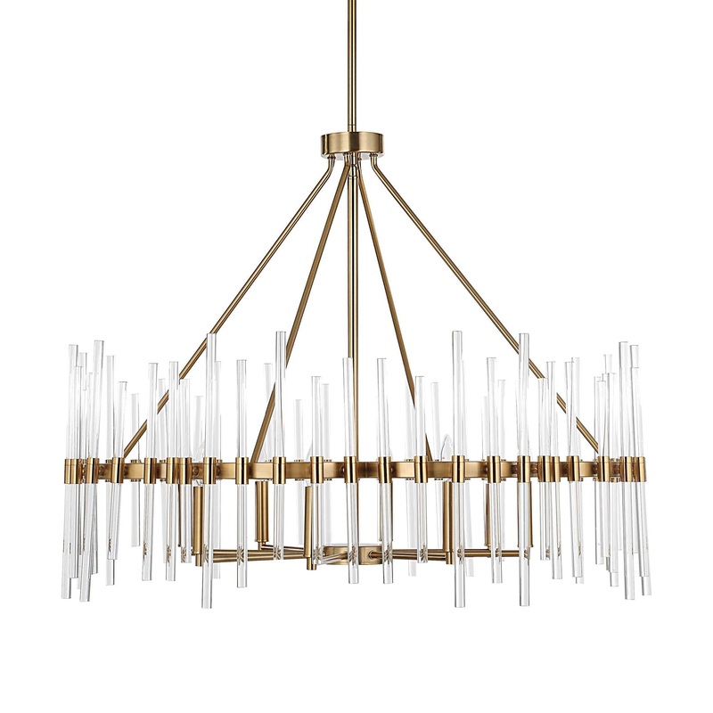Crystal – Stick 8 Light Chandelier – Brass