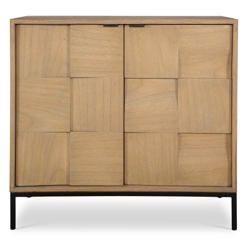 Lorenzo – Geometric 2 Door Cabinet – Light Brown