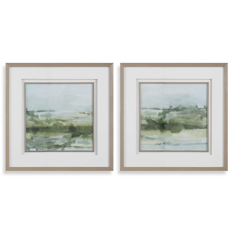 Soft Sage – Abstract Landscape Prints (Set of 2) – Gray