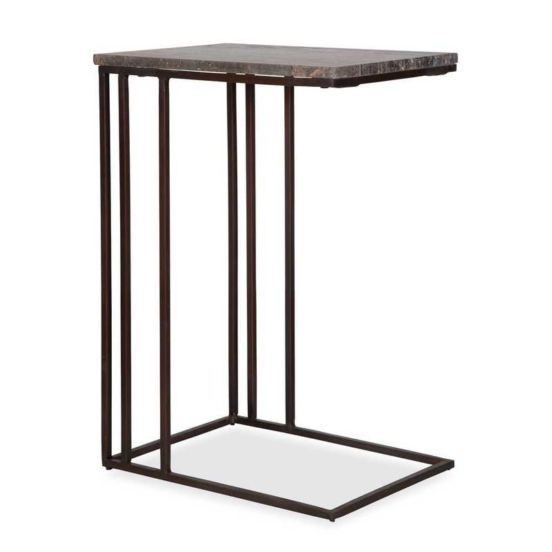 Theodore – Travertine Accent Table – Dark Brown