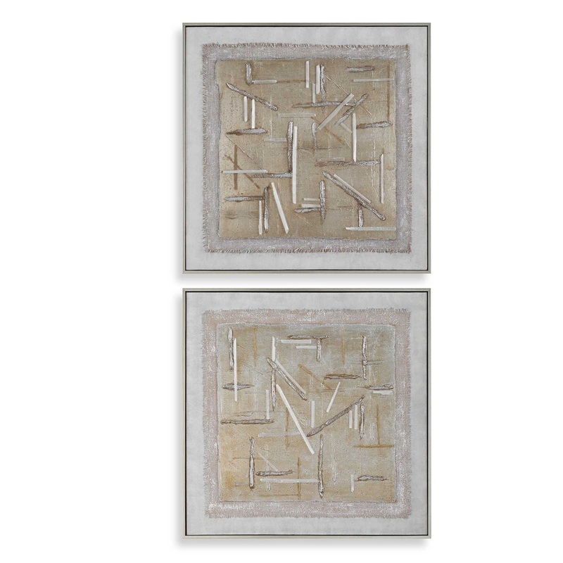Unpredictable Hand – Painted Canvases (Set of 2) – Gray
