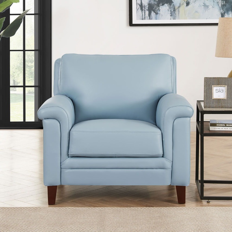 Westcott – Leather Chair|Light Blue|Beige