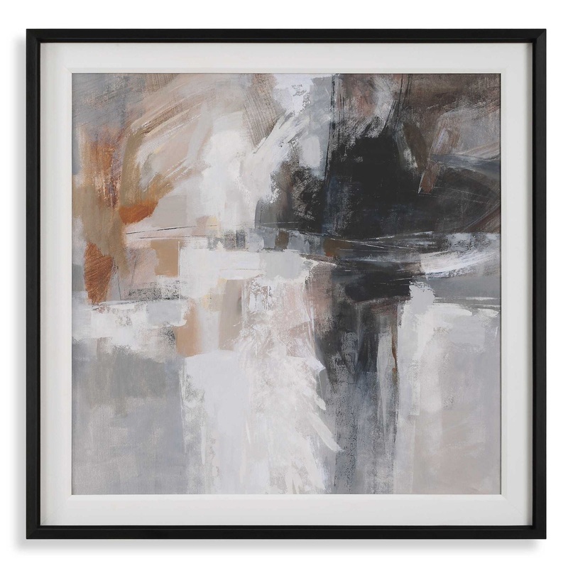 Wings Neutral – Abstract Framed Print – Black