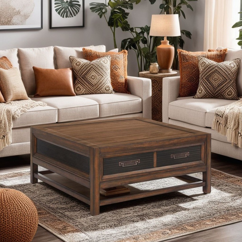 Branson – 2 Drawer Coffee Table, Two Tone – Brown