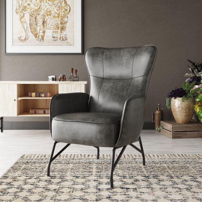 Graham – Accent Chair|Dark Gray|Light Brown|Black