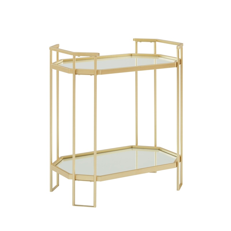 Modern Glam Mirror Top Accent Table – Pale Gold