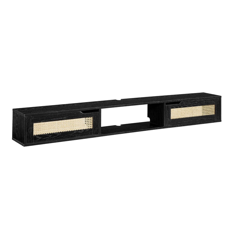 Modern Rattan Door Floating TV Stand For TVs Up To 80