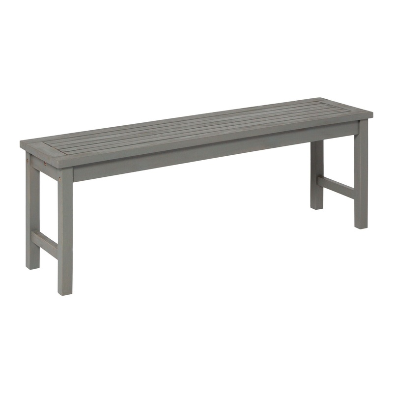 Modern Slat Top Solid Wood Patio Bench