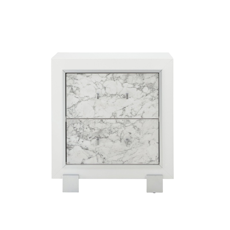 Skye – Marble Nightstand – White
