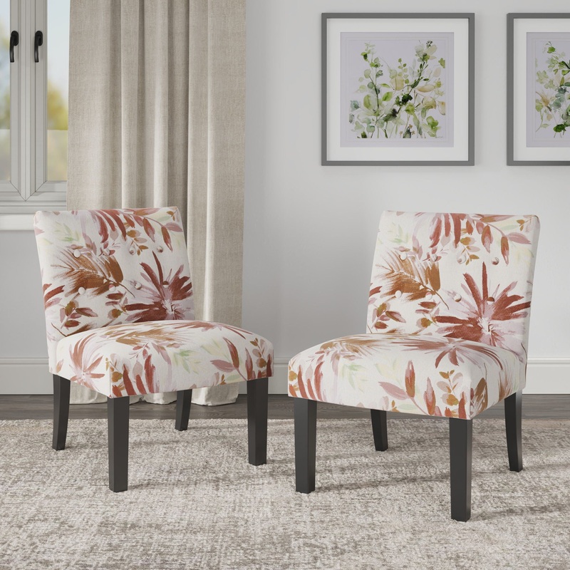 Verma – Floral Accent Chair|Red|Blue