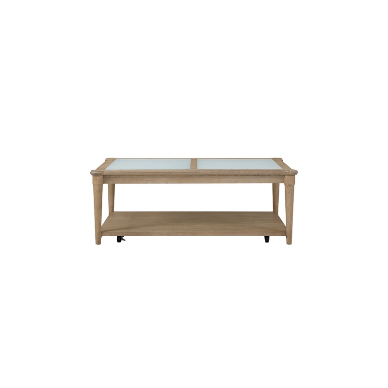Frosted Glass Top Cocktail Table With Casters – Sand