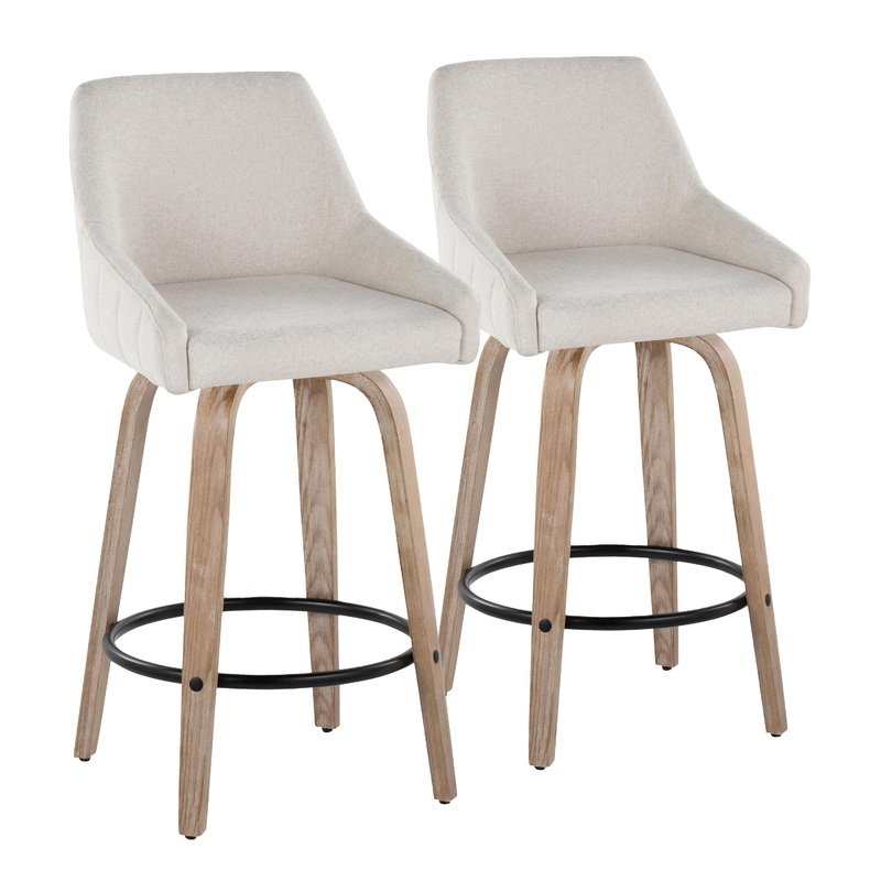 Hannah – Transitional Fixed Height Counter Stool With Swivel With Round Footrest (Set of 2)