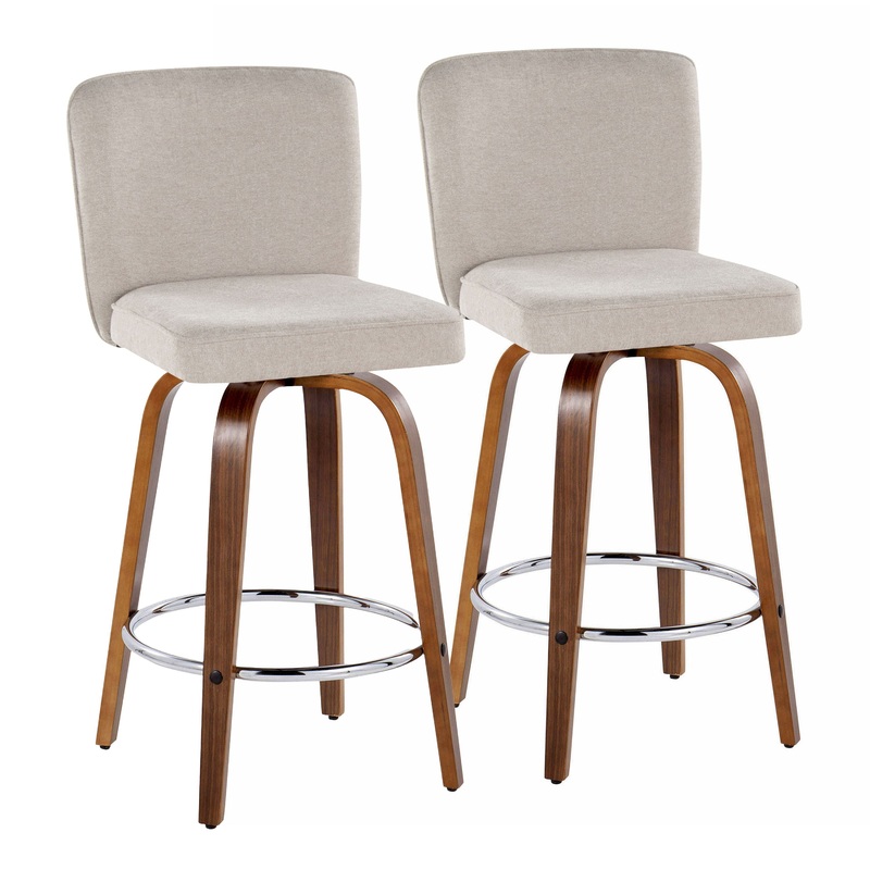 Henry – Contemporary Fixed Height Counter Stool With Swivel With Round Footrest (Set of 2)