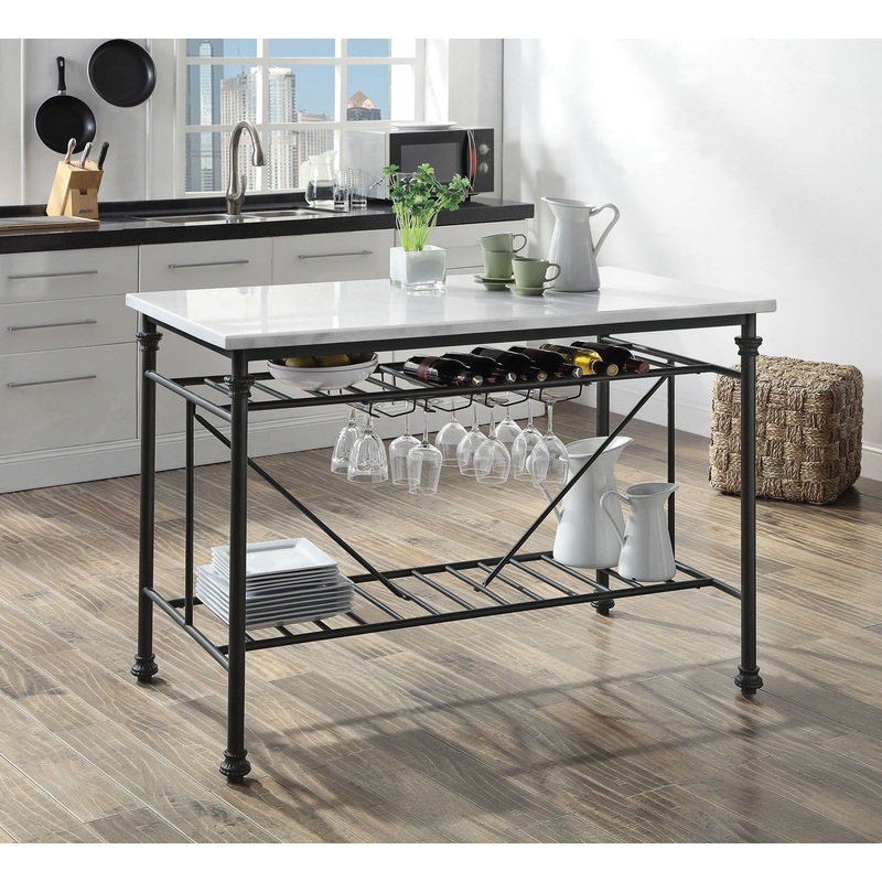 Mera – Marble Top Kitchen Island – Gray / Marble