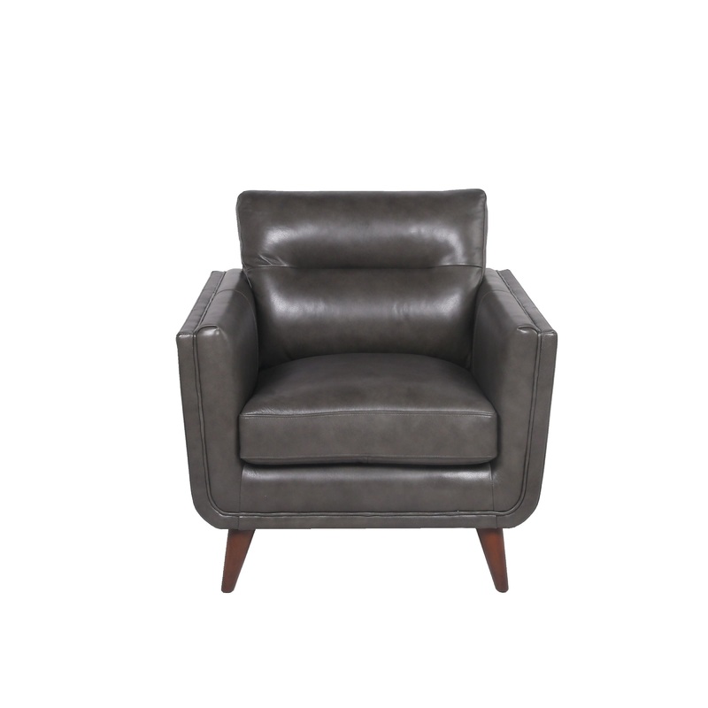 Mid-Century Leather Chair|Dark Gray